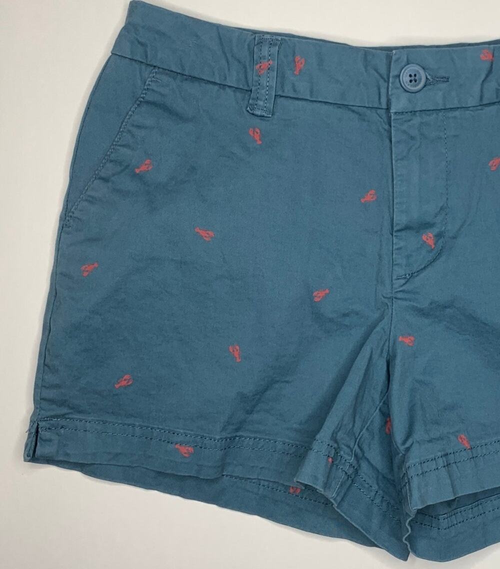 Magellan lobster chino shorts blue pink red coastal low mid rise women's size 4